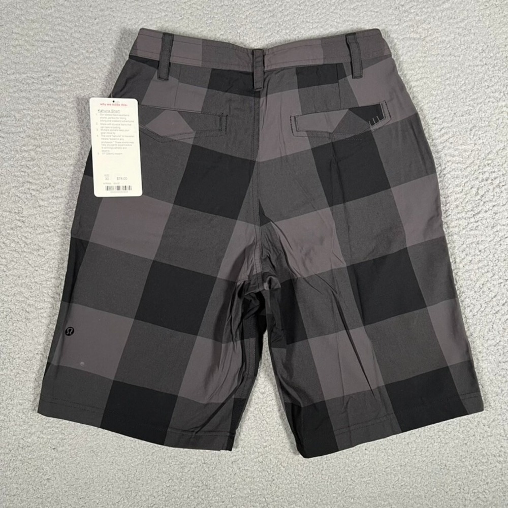 Lululemon Shorts Mens 30 Gray Plaid 11" Kahuna Warpstreme Casual Preppy‎ Pockets - Picture 11 of 12